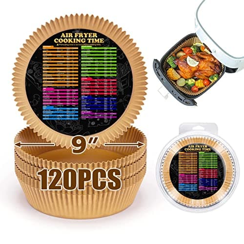 Image of Air Fryer Liners for Ninja 3.8L AF100UK, Airfryer Liners Round 9 Inch Disposable Air Fryer Parchment Paper Liners, Food Grade Air Fryer Disposable Paper Liners Oil-Proof Water-Proof