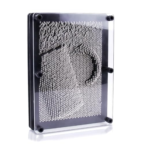 Image of Metal Pin Art Impression Toy Large, 13x18cm 3D Pin Art Board Toy, 3D Pins Sculpture Silver, Metal Needle Artwork, Retro Classic Antistress Gift Toy Present for Kids Adults Desk Office Gadgets