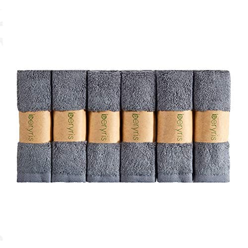 Image of Flannel face cloth flannel Wash Cloth Bamboo Face Cloth (Pack of 6) - 25 x 25 cm Soft Face Cloth Flannels for Washing Face, Makeup Removal,Adult, Body, Babies, Kids - Grey