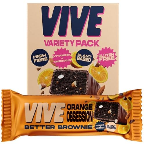 Image of Vive Better Brownie Variety Pack with Immunity Vitamins - Low Calorie Vegan Treat - Healthy Protein Snack - Pack of 12