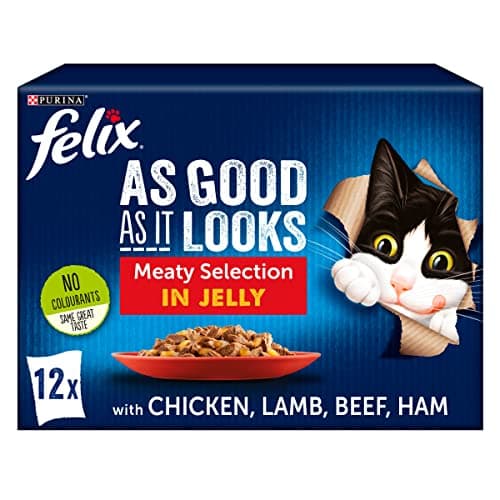 Image of FELIX As Good As it Looks Meaty Selection in Jelly Wet Cat Food 12x100g (Pack of 4)
