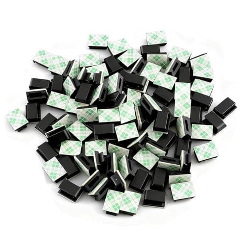 Image of 50 Pcs Self-Adhesive Wire Clamp, Cable Clips, Black Adhesive Cable Holder Clips, Self-Adhesive Cable Clips Electrical Wire Clips Cable Management Clips for Car, Office and Home (Black)