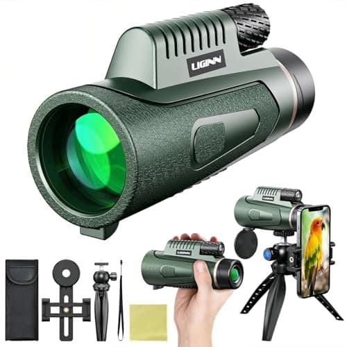 Image of Auricase 12x50 Monocular, Monoculars for Adults, Monocular Telescope High Power, with BAK4 Prisms and FMC Lens, Monoculars for Birdwatching, Hiking, Hunting, Camping, Traveling (UK-Green)