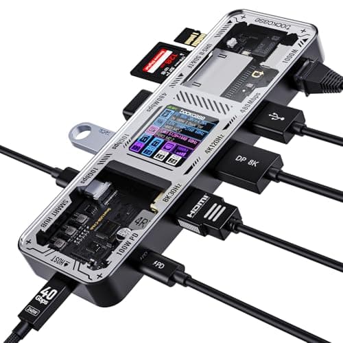 Image of DOCKCASE Explorer Edition USB C Hub, 10-in-1 Docking Station, Dual Monitor 4K@60Hz (HDMI & DP), 100W PD, 10Gbps USB-A/C, Gigabit Ethernet, UHS-II SD/TF, Laptop Docking Station for MacBook/Windows XPS