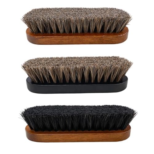 Image of Shoe Brush Set of 3, Boot Buddy, Horse Hair Shoe Brush, Leather Care, Boot Brush, Shoe Polish Brush, Durable Wooden Handle, Compact Design, 12.3 x 4.0 x 1.1 cm