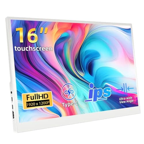 Image of Pisichen Portable Monitor Touchscreen, 16 Inch Full HD 1920x1200P IPS Display Touch Screen Travel Monitor Ultra-slim HDMI USB C External Monitor for PC Laptop Computer Switch Ras Pi, White