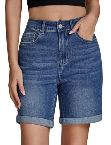 Image of Vetinee Shorts for Women Jeans Shorts for Women UK Classic Blue Size Large Fits UK 16-18