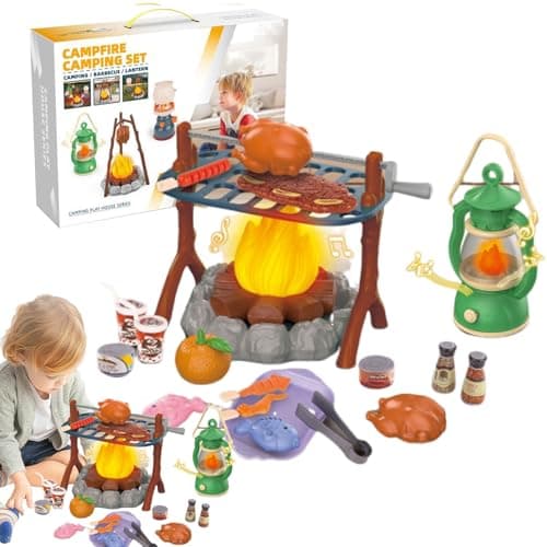 Image of Kids Pretend Camping Toy - Play Campfire Set, Boys & Girls Pretend Camping Set | Enhance Imagination Pretend Camping Game, Suitable Application Campfire Set For Creative & Educational Play