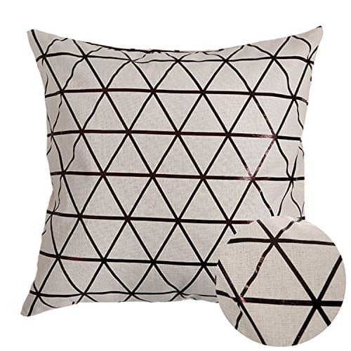 Image of Deconovo Foil Print Pillow Cover Recycled Cotton Cushion Cover Decorative Geometic Pattern Pillow Cover with Invisible Zipper for Living Room, Bronze, 18×18