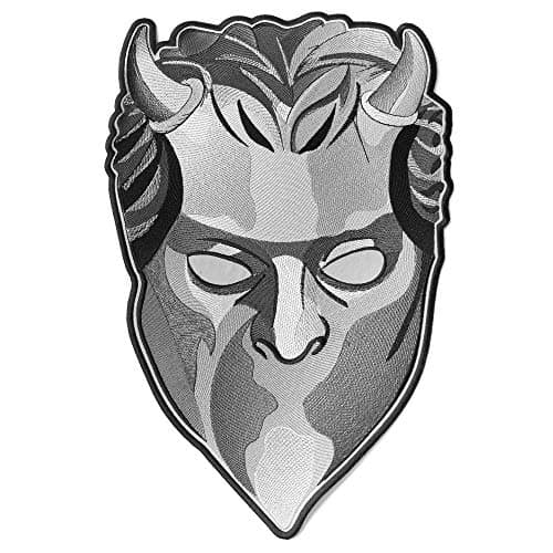 Image of Embrosoft Ghost Band Nameless Ghoul Gray Mask Embroidered Patch – Pack of 1 Heavy Metal Embroidery Emblem – Iron On and Sew On Applique Patch for Bikers – 10.4 x 15.6 inches