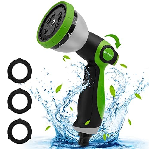 Image of BIBURY Upgraded Garden Hose Spray Gun Set, 10 Adjustable Patterns Spray Nozzle with Thumb Switch, Anti-Slip Design, Perfect for Car Washing, Pet Showering, Cleaning, Watering Lawn and Garden - Green