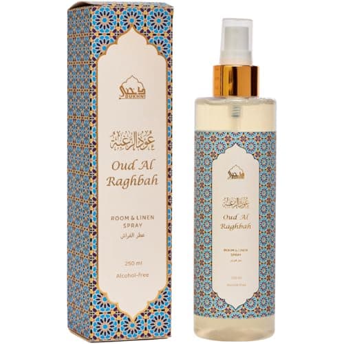 Image of Oud Air Freshener Room & Linen Spray by Dukhni | 250ml Raghbah Mist for Bed Linen, Fabrics, Sofas, and Prayer Mats | Alcohol-Free, Strong Odor Eliminator, Perfect for Islamic Gifts