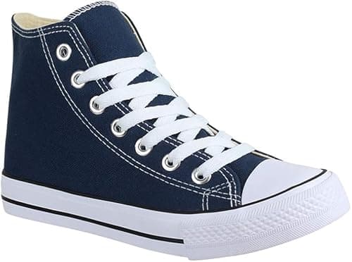 Image of Mens Slip On Lace Up High Top Canvas Summer Trainers Pumps Sneakers Men Casual Comfy Shoes 6-11 (Navy, UK Footwear Size System, Adult, Men, Numeric, Medium, 8)