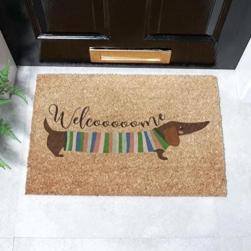 Image of Artsy Mats Welcome Sausage Dog Coir Doormat (60 x 40cm)