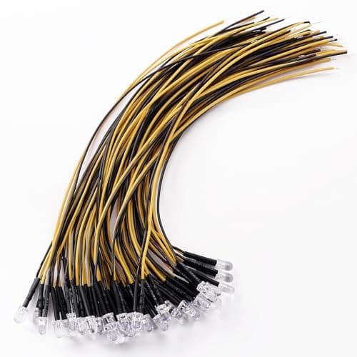 Image of YIXISI 40 PCS 5mm LED Diodes Light, 12V 20cm Pre Wired LED, Emitting Diodes Pre Wired, Yellow