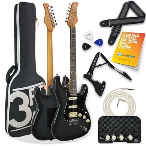 Image of 3rd Avenue Stateside Full Size 4/4 Electric Guitar Ultimate Kit with 5W Amp, Cable, Stand, Padded Gig Bag, Strap, Picks, FREE LESSONS – Rushmore Grey