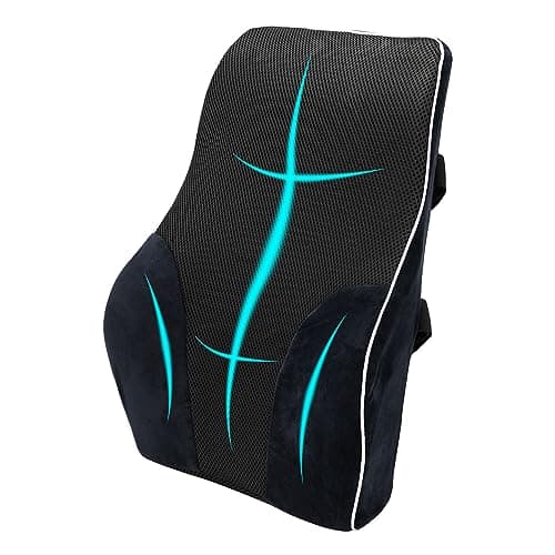 Image of Taylor & Brown Lumbar Support Cushion Memory Foam Back Support Cushion Lumbar Orthopaedic Support for Office Chair, Car Seat, Recliner, Back Cushion Pillow with Adjustable Strap