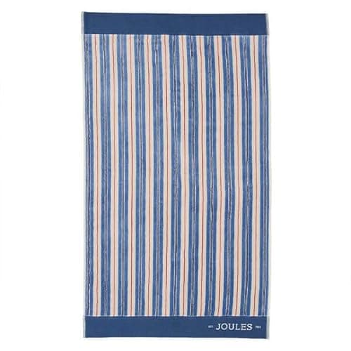 Image of Joules Grove Stripe Bath Sheet Blue