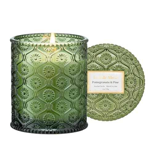 Image of LA Jolie Muse Pomegranat Pine Scented Candle, Holiday Candle Gifts, Candles for Home Scented, 40 Hours Burn Time