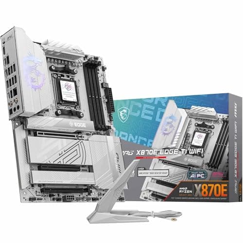 Image of MSI MPG X870E EDGE TI WIFI Motherboard, ATX - Supports AMD Ryzen 9000/8000 / 7000 Processors, AM5-80A SPS VRM, DDR5 Memory Boost 8400+MT/s (OC), PCIe 5.0 x16, M.2 Gen5, Wi-Fi 7, 5G LAN