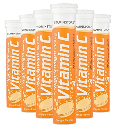 Image of 120 Vitamin C Orange 1000mg Effervescent Tablets *6 Packs of 20* HIGH Strength