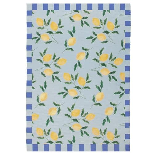 Image of furn. Lemons Rug – Indoor/Outdoor Washable Weather Resistant Lightweight Vibrant Check Rug (Blue - 120x170cm)