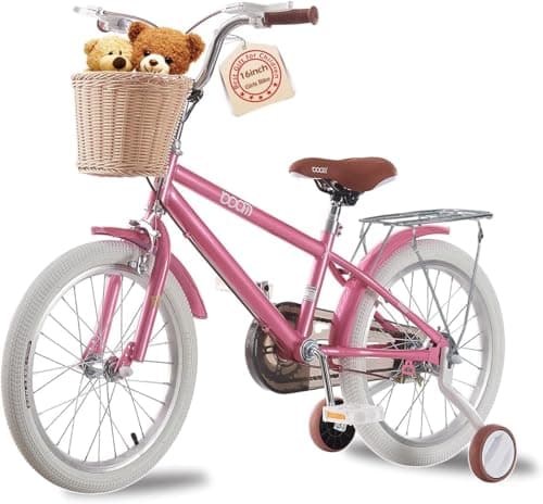 Image of TRIOBLADE Girls Bike 16" 18" 20" 22" Kids Bike Pink Children Bicycle with Stabilizers Basket, Girls Children Bike Gift Ages 2-9 Years Old Adjustable Seat (16 inch)