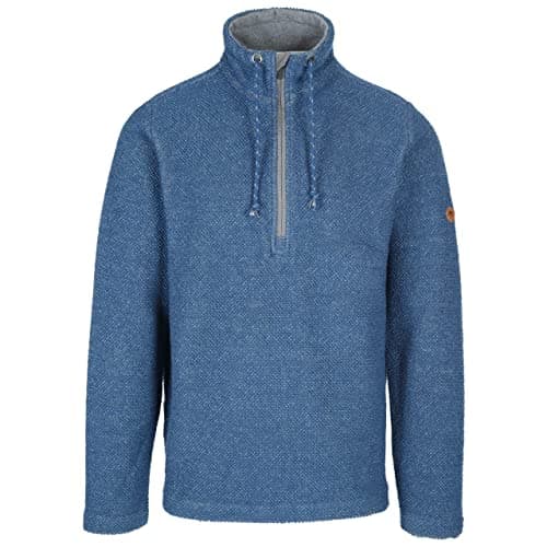 Image of Trespass Mens Casual Sweatshirt Falmouthfloss - Men's Textured Knit Jumper, Half Zip Collar Casual Top, Long Sleeve Pullover Sweater with Collar Drawcord Smokey Blue