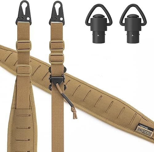 Image of OneTigris 2 Point Rifle Strap, 1 Inch Wide Sling Strap with Interchangeable Snap Hook in HK Style, Adjustable Length
