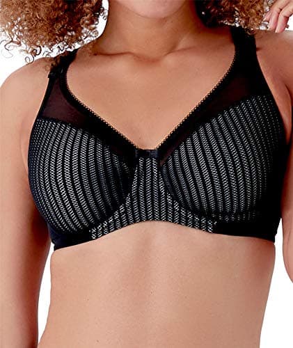Image of Berlei Beauty Stripe B541-BKG Women's Black/Grey Lace Non-Padded Underwired Minimizer Bra 40D