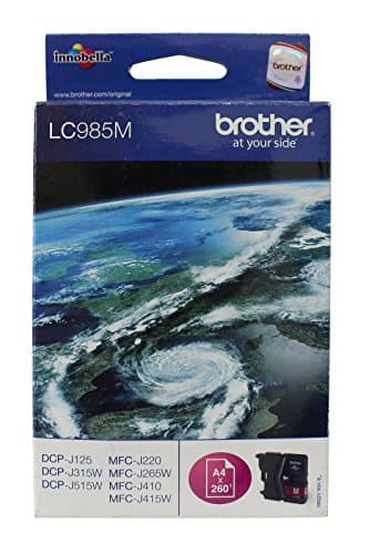 Image of Brother LC-985M Inkjet Cartridge, Magenta, Single Pack, Standard Yield, Includes 1 x Inkjet Cartridge, Brother Genuine Supplies