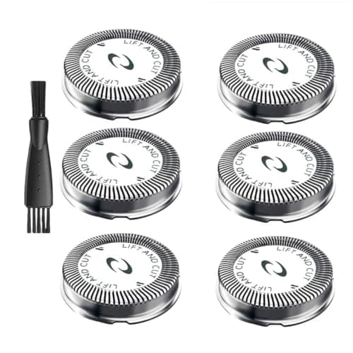 Image of Razor Head Replacement Blades HQ56,HQ55 Compatible for Philips Philishave HQ6970 HQ6695 HQ6990 PQ202 (6-Pack) Electric Shaver, Universal Replacement Rotary Heads, Cleaning Brush