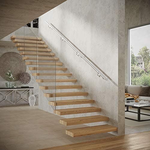 Image of 3.6m Premium Staircase Handrail Banister Stairs Rail Support Kit 3.6m x 40mm Stainless Steel - Antique Copper - Antique Brass - Matt Black (Stainless Steel)