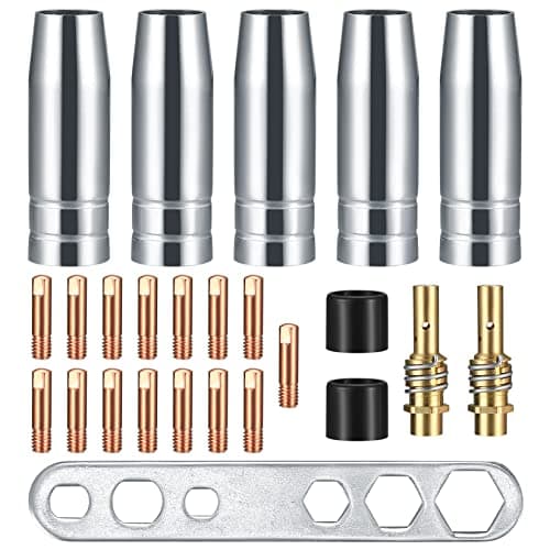 Image of 25 Pcs MIG Welding Tips, 15 MIG MAG MB15 15AK Welding Torch Contact Tips 0.8mm M6 & 5 Nozzles & 2 Insulated & 1 Tips Holder Difuser for Welding Gun Accessories, MIG/MAG Welding Torch Consumables