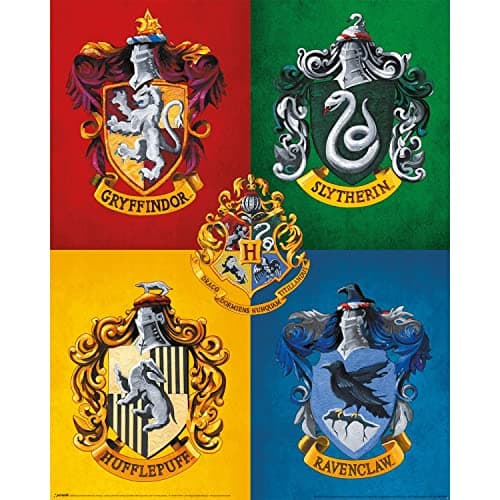 Image of Harry Potter Hogwarts Crest Poster (50cm x 40cm) (Yellow/Green/Blue/Red)