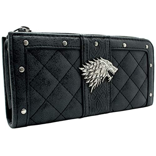 Image of Game of House Stark Thrones Dire Wolf Metal Emblem Purse Clutch Coin & Card Holder, Grey