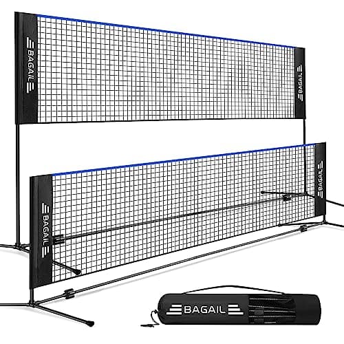 Image of BAGAIL Badminton Net, Foldable Nylon Net, Hieght Adjustable Stand and Portable Carry Bag, Easy to Assemble or Disassemble, Ideal Recreational Sports Net for Tennis, Kids Badminton or Volleyball