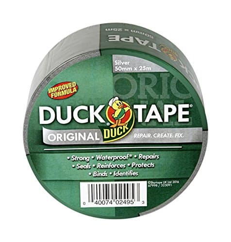 Image of Duck Tape Original White Duct Tape, 50mm x 25m Heavy Duty, Waterproof Gaffer, Gaffa Sticky Tape, Strong Adhesive Cloth Repair Tape, Suitable for Packing boxes, Moving House, Parcels or Packaging