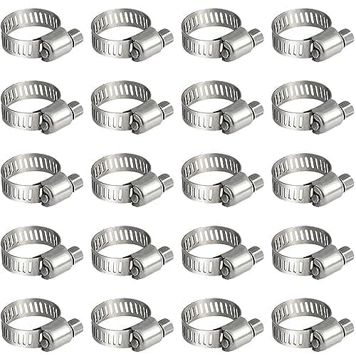 Image of Litensh 6-12mm Stainless Steel Hose Clips, 20PCS Worm Gear Hose Pipe Clamp Adjustable Jubilee Clips, Duct Clamp Fuel Line Hose Clamps for Plumbing Automotive Pool Car Pond and Garden