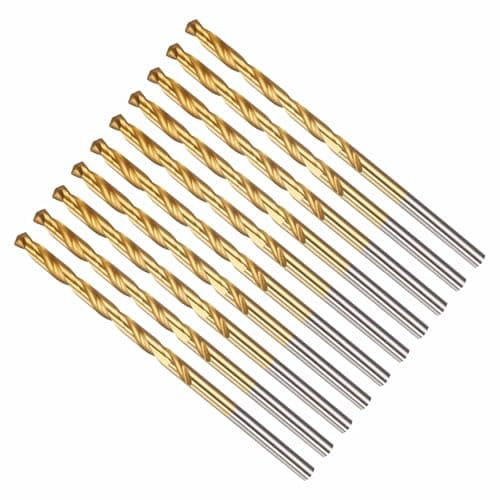 Image of CoCud 4mm Drill Bit, 5/32" Cutting Diameter, 4341 HSS Jobber Bits TiN Coated 135° Cutting Angle - (Applications: for Drilling Soft Metal Plastic Wood), 10-Pieces