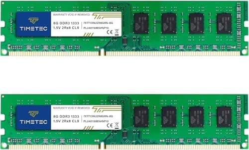 Image of Timetec 16GB KIT(2x8GB) DDR3 1333MHz PC3-10600 Non-ECC Unbuffered 1.5V CL9 2Rx8 Dual Rank 240 Pin UDIMM PC Desktop Computer Memory RAM Module Upgrade (16GB KIT(2x8GB))
