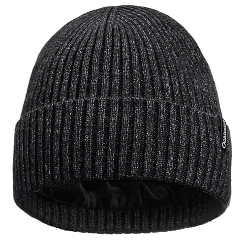Image of Ocatoma Beanie for Men Women Winter Cuffed Hat with Warm Lining Soft Ski Hat Unisex Cap Gifts for Men Women Dark Gray