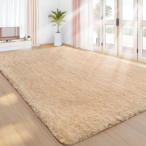 Image of Sour Lemon Rugs Living Room 240x340cm, Beige Rug Area Rugs for Bedroom, Washable Anti Slip Extra Large Shaggy Soft Rug Fluffy Modern Floor Carpets Mat Beside Carpet for Kids Living Room