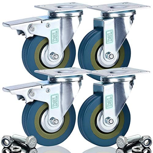 Image of DSL 4 x Heavy Duty 75mm Swivel Castor Wheels Trolley Furniture Caster Brake with Free Bolt Fitting