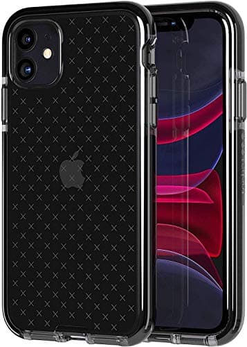 Image of Tech21 T21-7254 Protective Apple iPhone 11 Case Thin Patterned Back Cover with FlexShock - Evo Check - Smokey/Black - 6.1 inches
