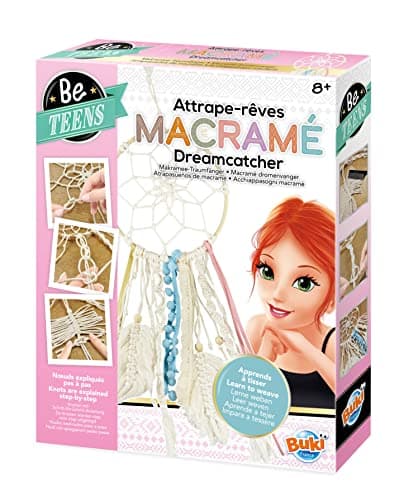 Image of Buki France Macrame Dream Catcher Making Gift Set. Macrame Dreamcatcher Wall Decoration Kit. Homemade Dream Catcher with Accessories & Instructions. Arts & Crafts for Kids. Suitable for Boys Girls 8+