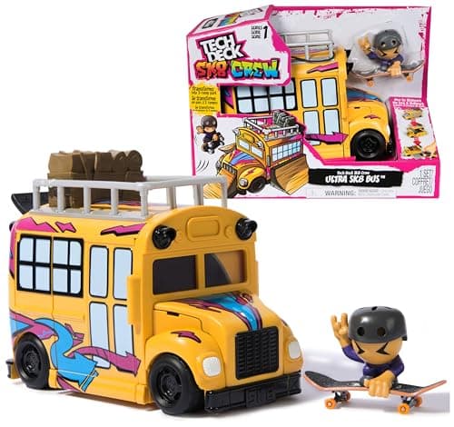 Image of Tech Deck Sk8 Crew 2-in-1 Transforming Ultra Sk8 Bus & Storage with Fingerboard & Figure, Collectible Mini Skateboards, Kids’ Toys for Ages 5 and up