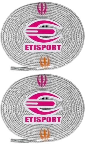 Image of ETISPORT Pair of Professional Flat Skating Laces, for Ice, Figure, and Inline Skates. Durable. (Silver, 2,7 m | 106 in)