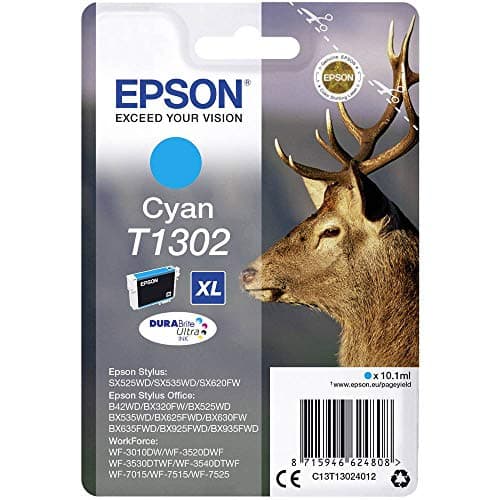 Image of Epson T1302XL Cyan Stag Genuine High Yield DURABrite Ultra Ink Cartridge