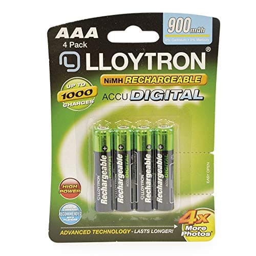 Image of LLOYTRON NiMH Rechargeable AccuDigital Batteries / AAA Size / 900mAh / 4 Pack - B015